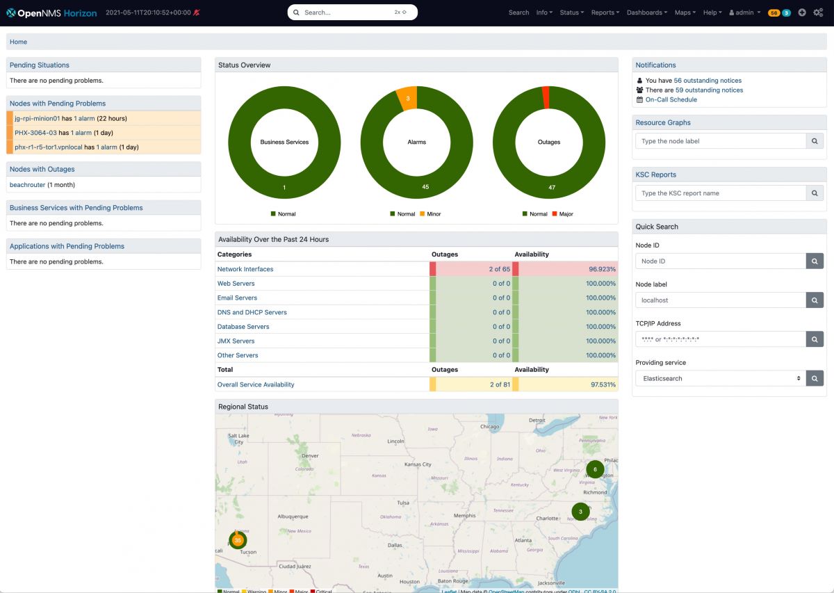 opennms network auditing tool screenshot 1