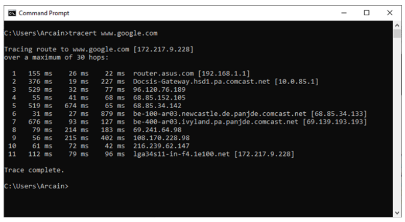 Pathping/MTR network troubleshooting tool