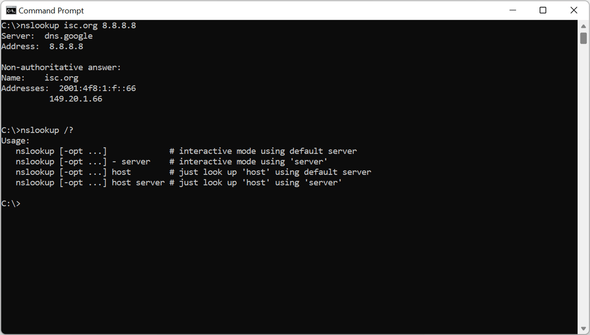 Nslookup network troubleshooting tool