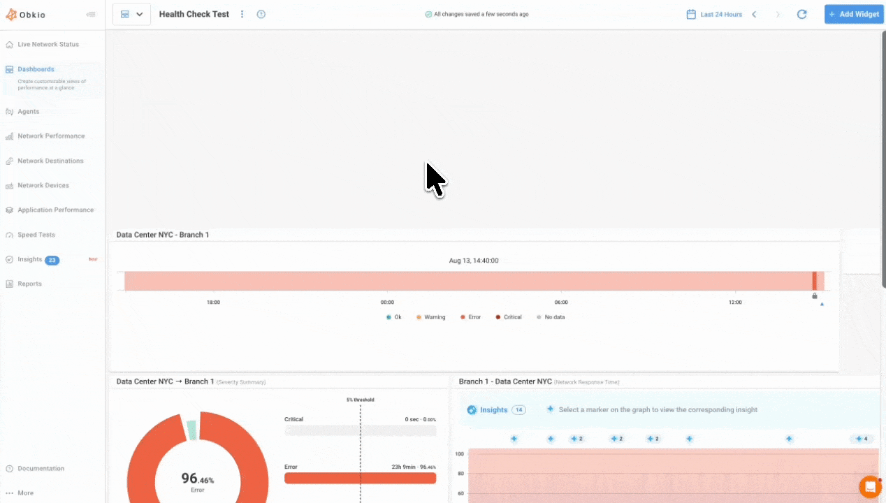 Obkio network status overview widget