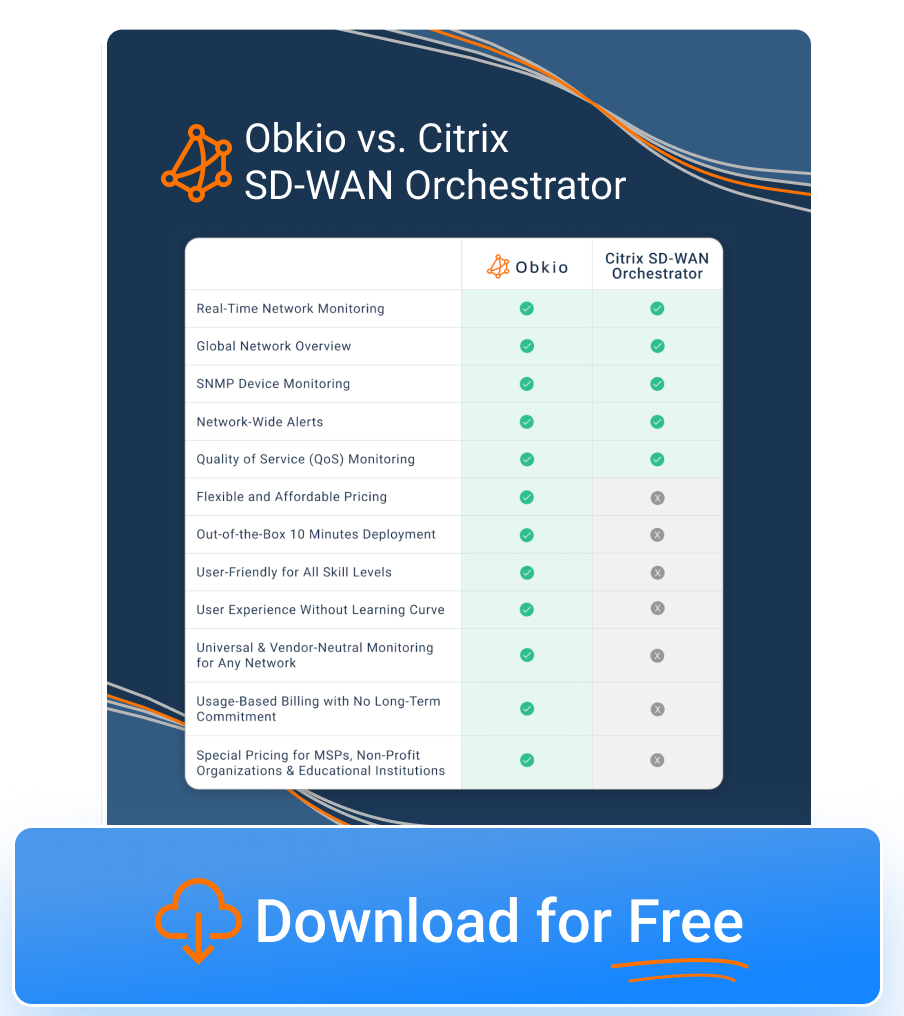 Obkio vs. Meraki Citrix SD-WAN Orchestrator alternative