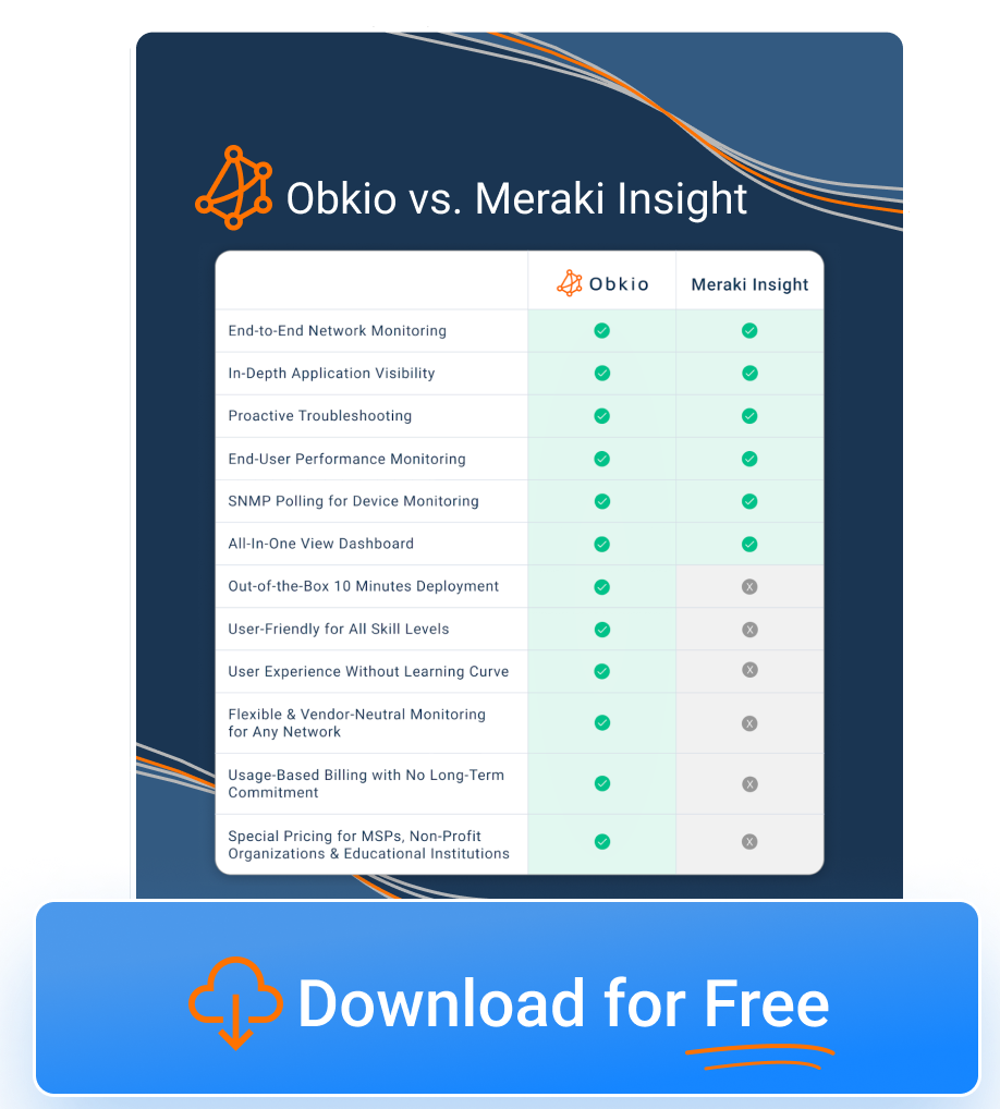 Obkio vs. Meraki Insight alternative