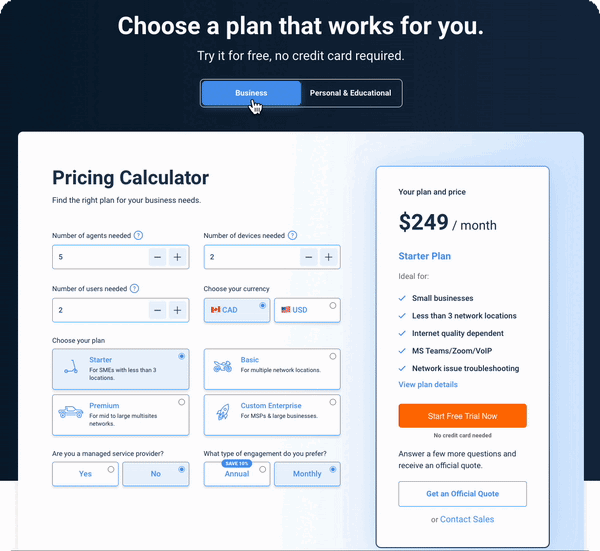 Obkio Network Monitoring PRTG Competitor - Pricing Plans