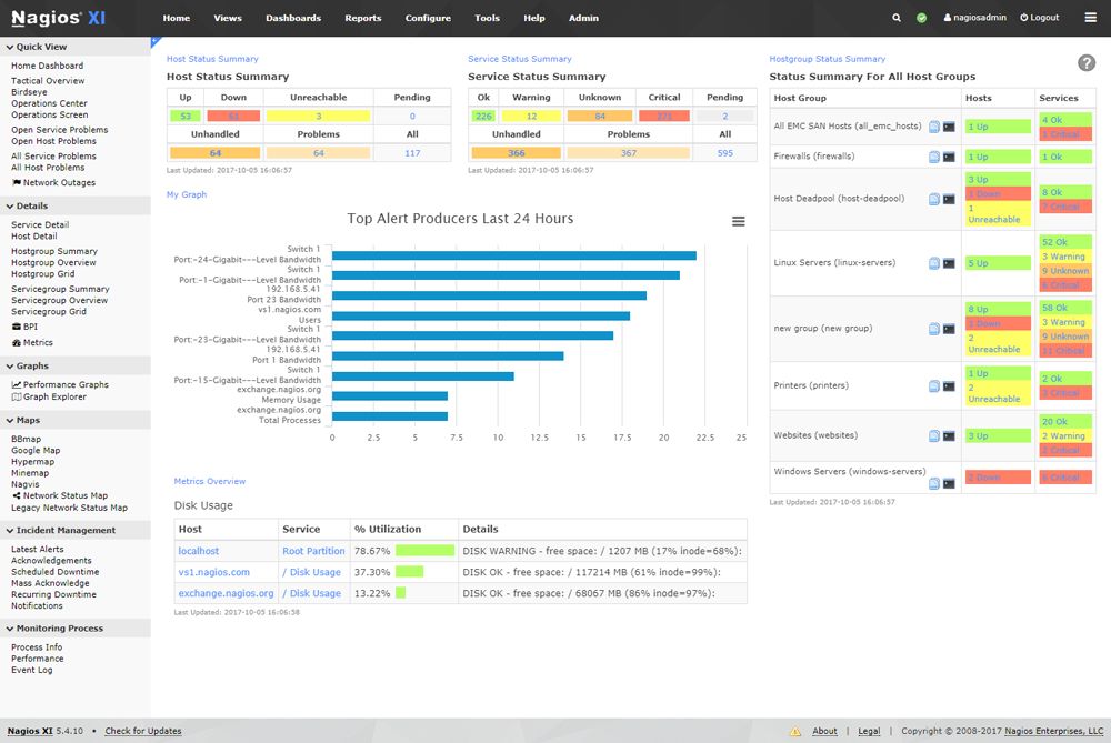 nagios xi enterprise network monitoring software screenshot 1