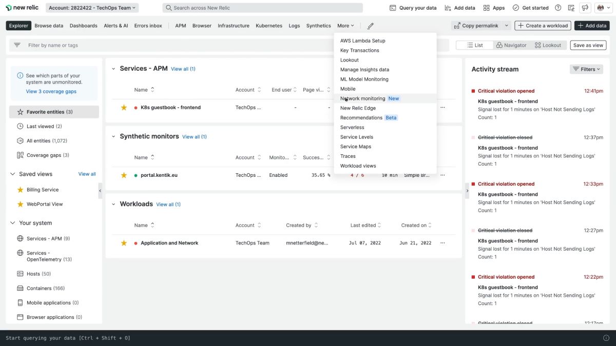new relic synthetic network monitoring tools screenshot 2
