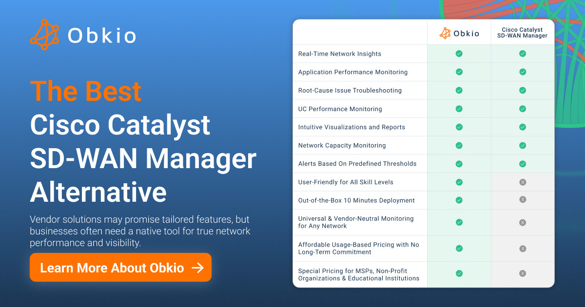 Obkio vs. Cisco Catalyst SD-WAN Manager