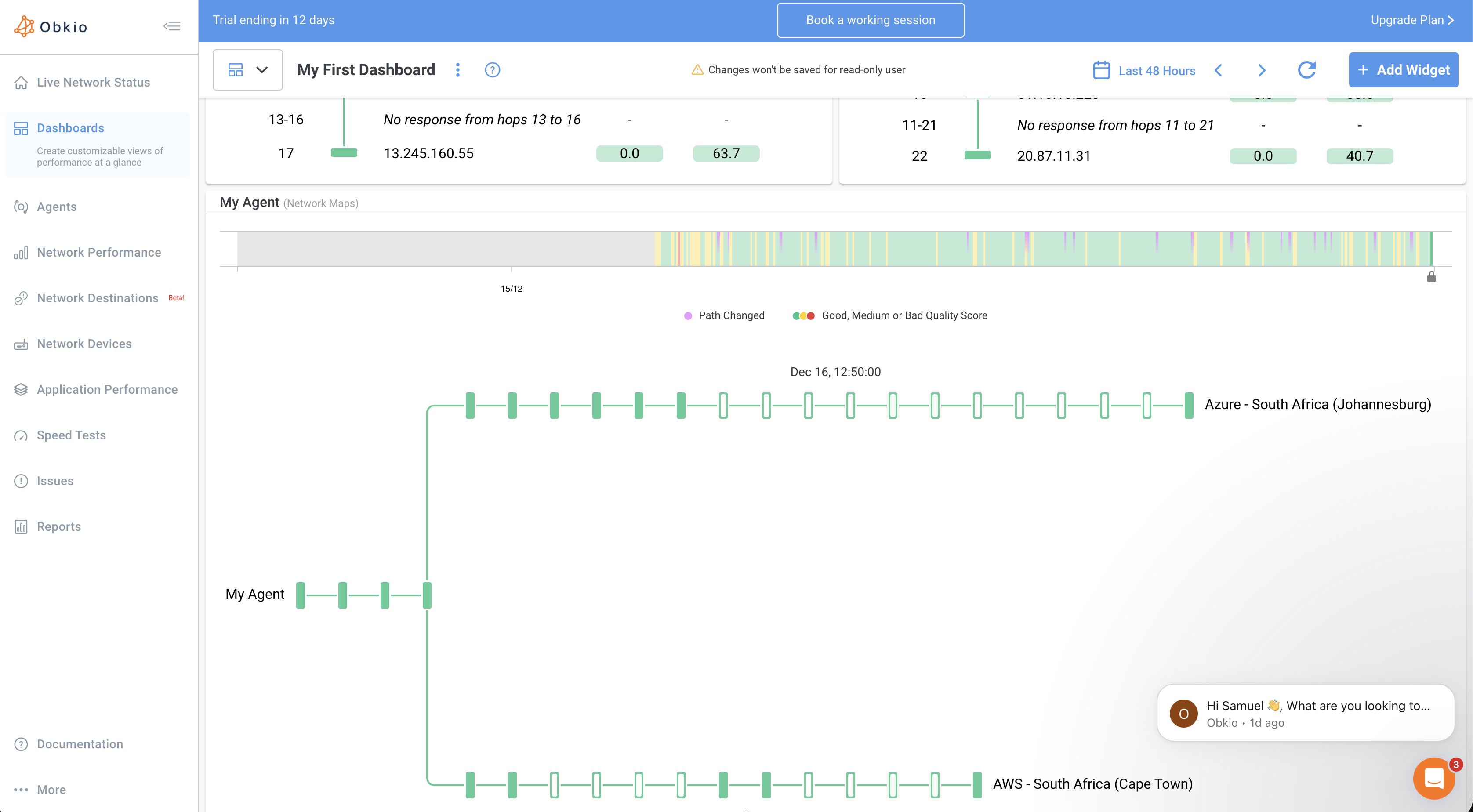 Obkio Default Dashboard - Network Map